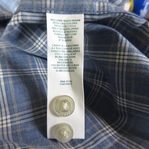 Perry Ellis Slim Fit Shirt Sz Large Button-Up Blue Plaid Long Sleeve 100% Cotton - Picture 10 of 10